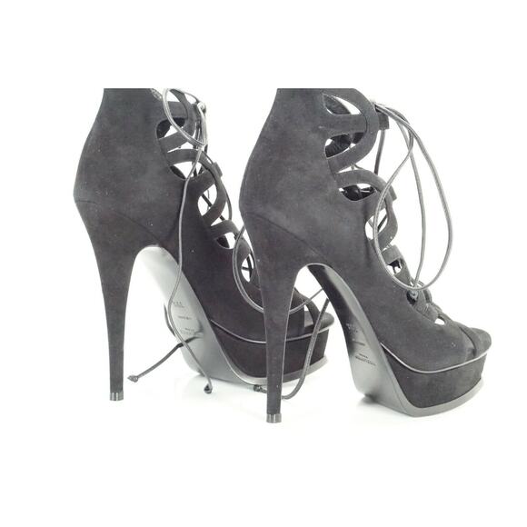Saint Laurent Tribute Black Suede Platform Strappy Sandals Size 39.5 NIB $995 - Picture 8 of 11